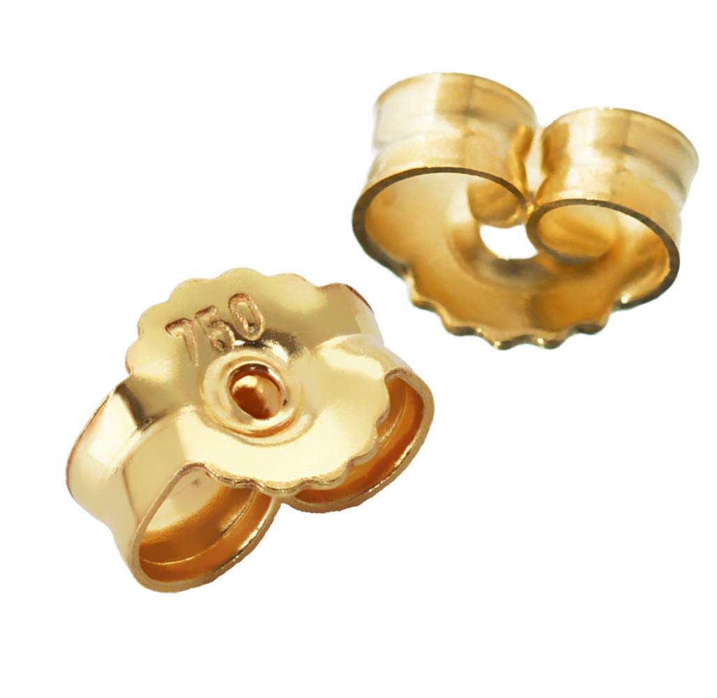 1 Pair Yellow Gold 7mm Stud Earrings pousette Ear nut Butterfly Clasp 2083