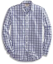 Goodthreads Men's Standard-Fit Long-Sleeve Checked Shirt, Blue/Grey, Large