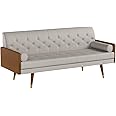 GDFStudio Christopher Knight Home Aidan Mid Century Modern Tufted Fabric Sofa, Beige