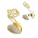 Leegoal Gold and White 8GB Classical Diamond Crystal Heart Shape USB Flash Drive with Necklace