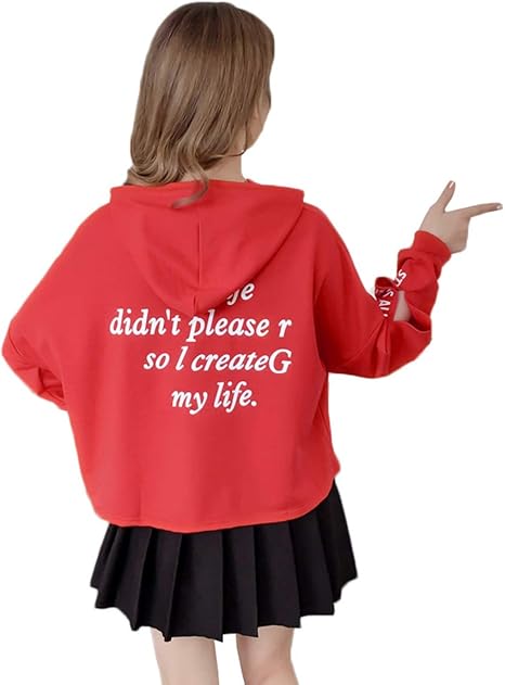 Amazon Bscool レディース フード パーカー ショート丈 トレーナー 袖デザイン 韓国 スウェットパーカー おしゃれ カジュアル プルオーバー へそ出し 無地 ファッション 韓国 トップス トレーナー パーカー 通販