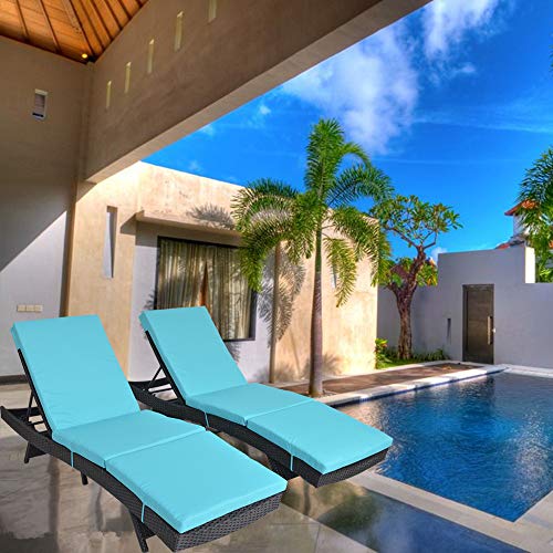 Patio Furniture PE Black Rattan Recliners Garden Chaise Lounge Outdoor Lounger Cushioned Leisure ...