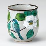 Japanese Yunomi Tea Cup Camellia and Bird KUTANI YAKI(ware)