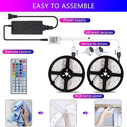 ZHT Led Strip Lights 32.8 Ft 44 Keys IR Remote 300 LEDs Waterproof RGB Light for Bedroom, Dimmable Bright Led Strip Light for Party, Ceiling, Living Room Stairs Bathroom DIY Decoration.