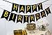 Black Happy Birthday Bunting Banner with Shimmering Gold Letters - Birthday Decorations - 21st - 30th - 40th - 50th Birthday Party Supplies