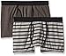PACT Men's 2-Pack Organic Cotton Boxer Brief, Charcoal Heather/Grey Stripe, X-Large