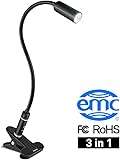 Aglaia Reading Light Clip On, 4W LED Eye-Care Dimmable Touch Lamp with 3-Level Dimmer and Adjustable Gooseneck (Black)