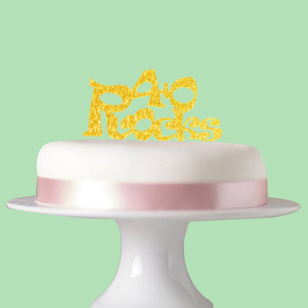 40 rocks cake topper for 40th birthday cake party decorations Gold acrylic