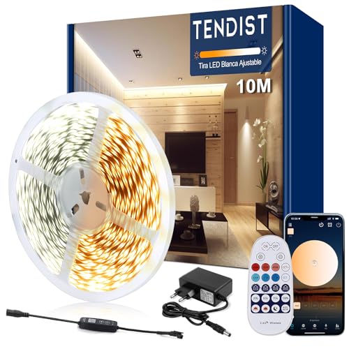 TENDIST 10M White Led Strip, 3000K-6500K Warm White to Cool White, Smart App Led Strip, 24V for Indoor Decoration (3000-6500, 10m)