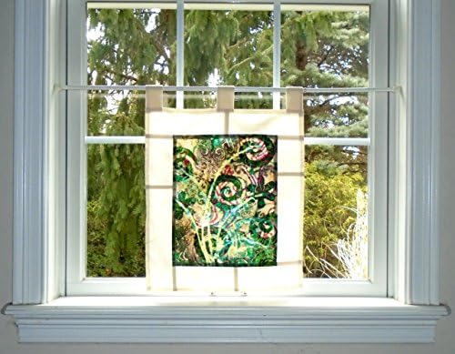 Jungle~Stained Glass Look ~ Bleached Art Batik Pojagi Patchwork Window Treatment ~ boho dorm ~ bohemian cafe ~ boudoir curtain