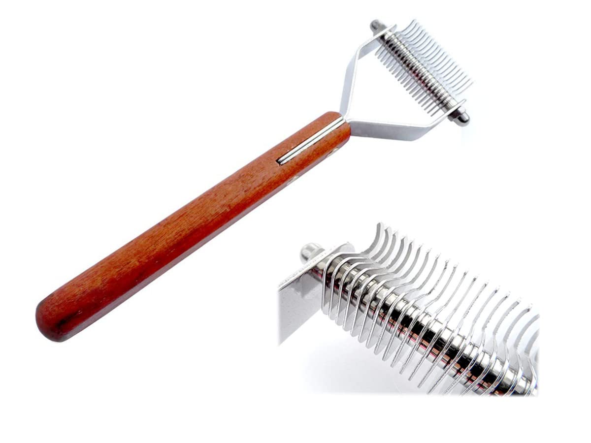 Dog Coat Grooming Undercoat Rake for Dematting, Shedding, Thinning and Removing Excess Pet Hair (20 Blade)