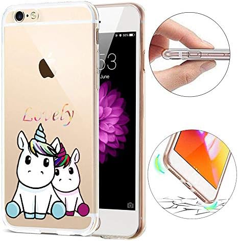 iPhone 7 Plus Cases Couple, iPhone 8 Plus Case, SevenPanda Lovely Unicorn Transparent TPU Silicone Protective Cover for iPhone 8 Plus / 7 Plus 5.5 Inch Cute Cartoon Animal Pattern - Unicorn Lovers