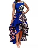 Inorin Womens African Print High Low Dashiki Dress Maxi Sleeveless Summer Party Dress