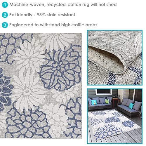 Sunnydaze Flourishing Fantasies Indoor/Outdoor Patio Area Rug 7x10 Foot