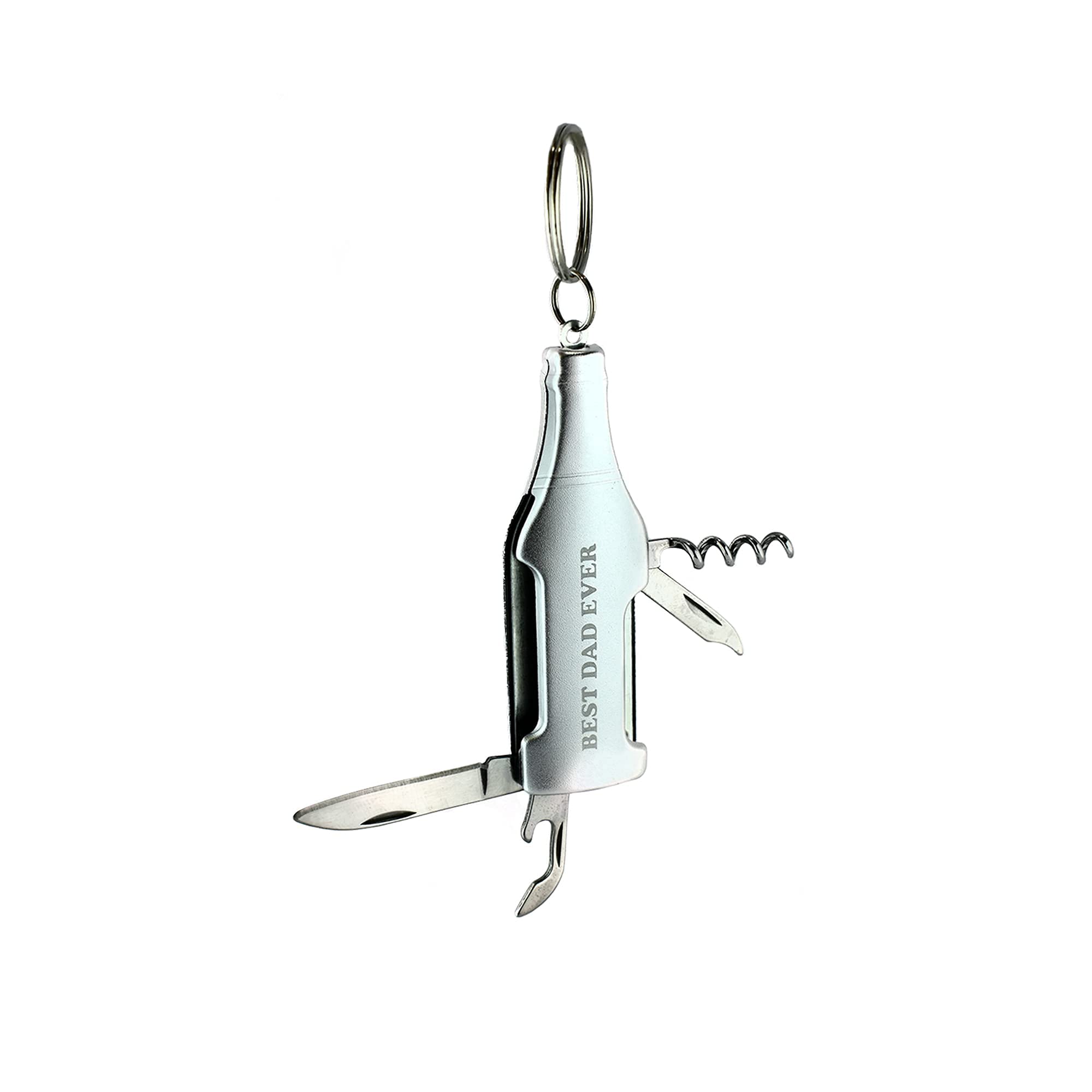 Gift for Dad - Best Dad Ever - Birthday Fathers Day Present from Daughter Son Keyring Bottle Opener Metal Tools Keychain