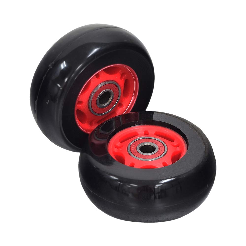 AlveyTech 76 mm x 30 mm Caster Wheels for Razor Crazy Cart (V7+, V1+, & V3+) (Set of 2) (Black Wheel Red Hub)