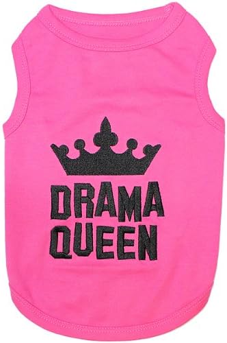 Parisian Pet Dog Shirt - 100% Cotton Shirts for Large Dogs - Pink Sleeveless Girl Pet Clothes - Lightweight and Breathable Puppy Clothes - Stretchy Drama Queen Dog Apparel - Funny T Shirts for Dogs