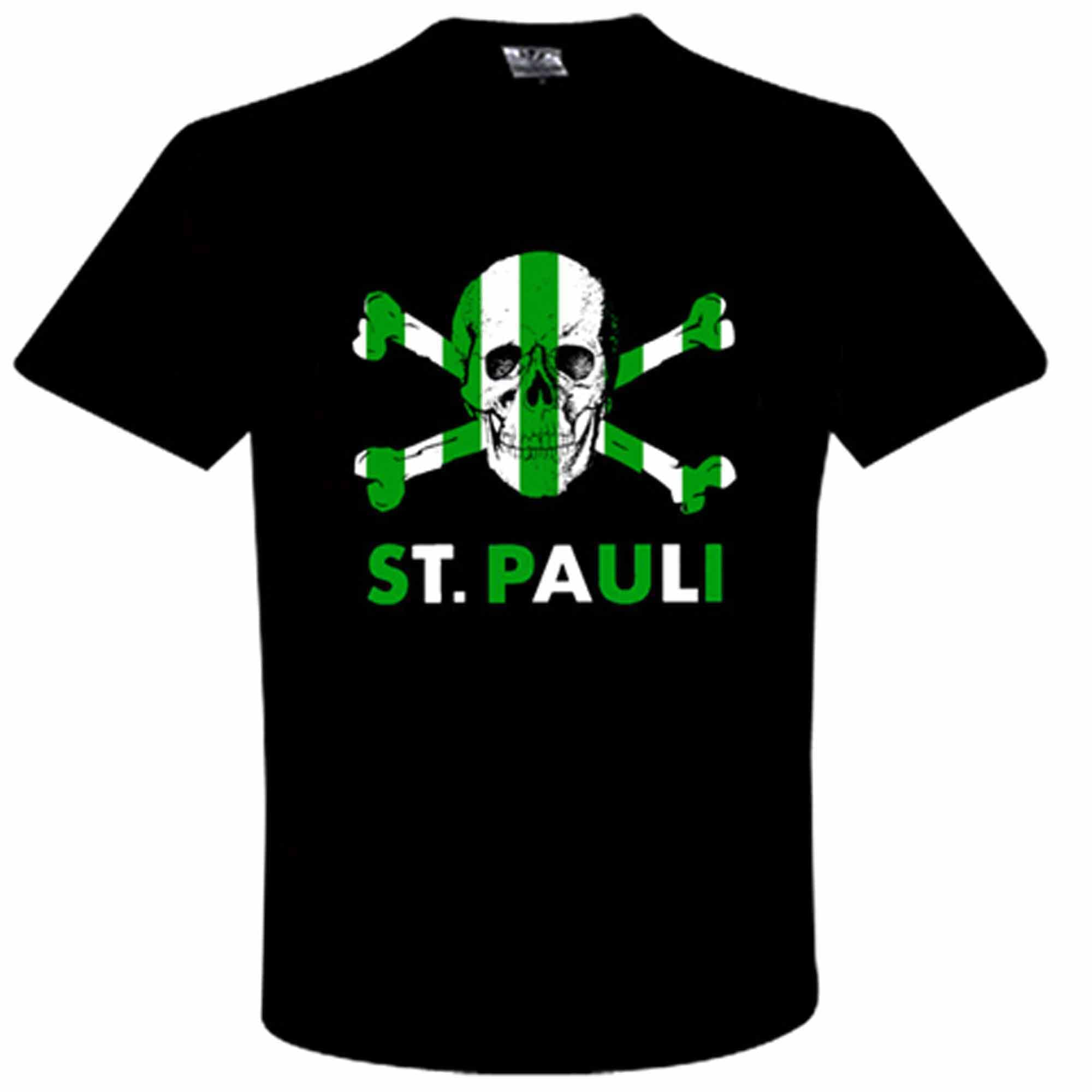 St Pauli Kult Skull & Crossbones Football T-Shirt (100% Cotton Sizes S to 3XL), Celts Friendship T-Shirt, XXXX-Large Black