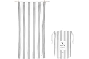Dock & Bay Beach Towel - Quick Dry, Sand Free - Compact, Lightweight - 100% Recycled - Includes Bag - Cabana Light - Goa Grey - Large (160x90cm, 63x35)