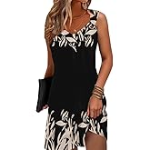 Vintage Floral Printed Summer A-Line Elegant Dresses Womens Beach Sundress Ladies Casual Boho Tank Dress