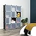 SONGMICS Cube Storage Organizer, 12-Cube Closet Storage Shelves, DIY Plastic Closet Cabinet, Modular Bookcase, Storage Shelving with Doors for Bedroom, Living Room, Office, Black ULPC34H