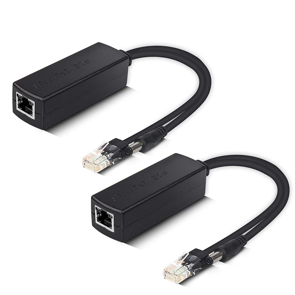 Active PoE Splitter - Power Over Ethernet Splitter Adapter, 48V to 12V, IEEE 802.3af Compliant, 10/100Mbps PoE Splitter for Surveillance Camera, WAP and VoIP Phone, up to 100m, 2 Pack