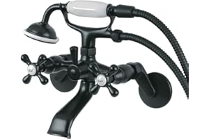 Kingston Brass KS266MB Kingston Clawfoot Tub Faucet, 7-3/16" Spout Reach against the Wall, Matte Black