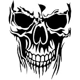 Death Demon Skull - Sticker Graphic - Auto, Wall, Laptop, Cell, Truck Sticker for Windows, Cars, Trucks