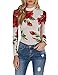 IRISIE Women Slim Embroidered Printed Mock Neck Long Sleeve Bodysuit