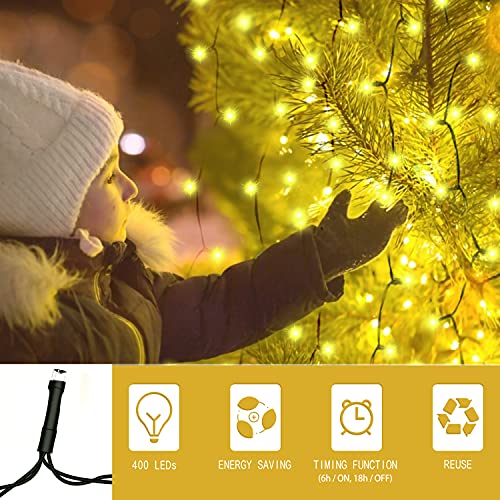 Kedoxi Weihnachtsbeleuchtung für Christbaum, Lichterkette Weihnachtsbaum, Lichterketten Christbaumbeleuchtung mit Ring, 2m 16 Girlande 400 LEDs Baumvorhang für 150cm bis 220cm Tannenbaum Warmweiß