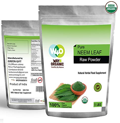 Organic Neem Powder 16 Ounces(1 Pound) - USDA Certified Organic. No Preservative and All Natural - Way4Organic