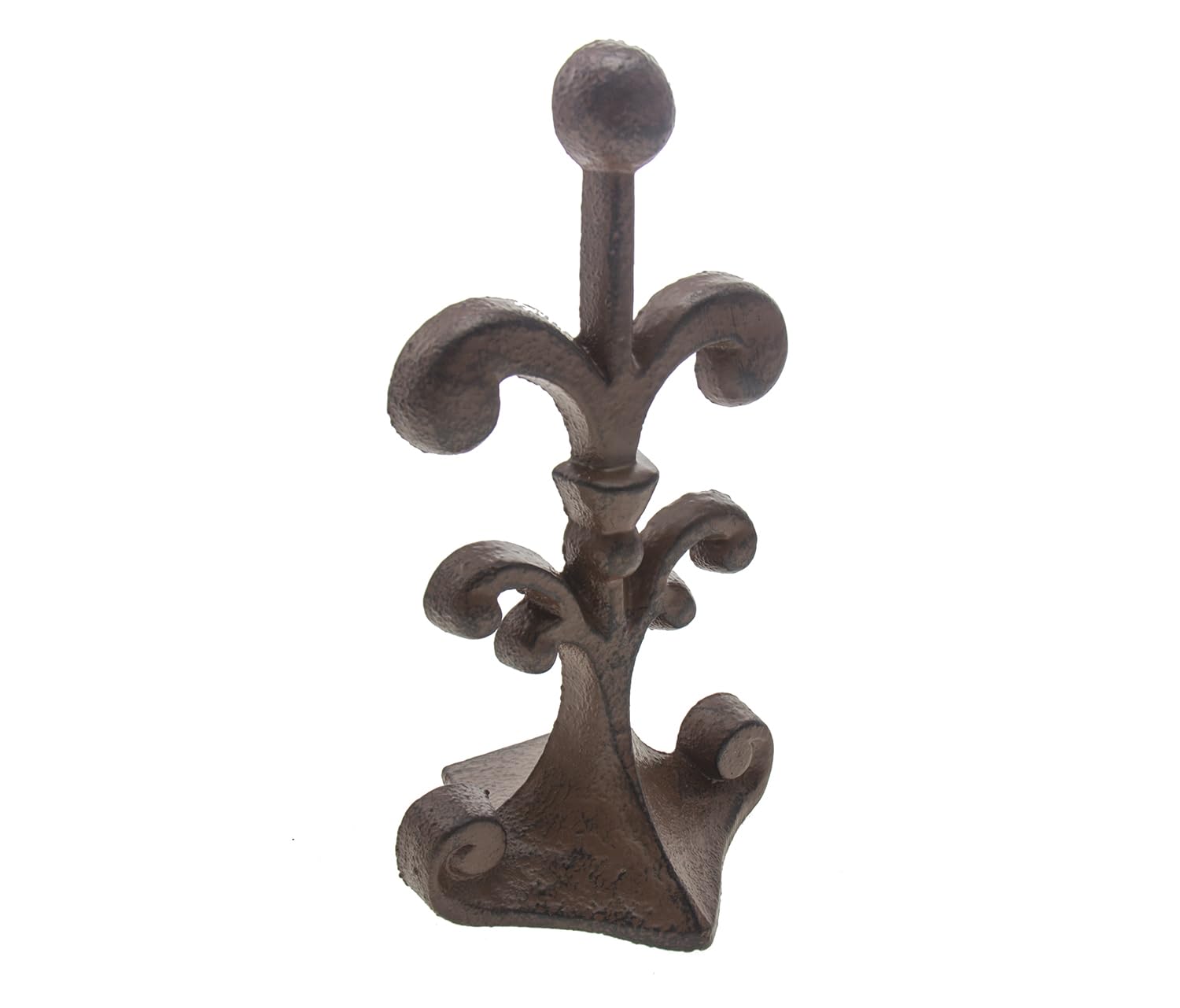 Fleur De Lis Cast Iron Door Stop | Decorative Door Stopper Wedge | with Padded Anti-Scratch Felt Bottom | Vintage Design | 10x8.9x20.3 cm- by Comfify (Rust Brown)