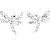 Rofeego S925 Sterling Silver Dragonfly Stud Earrings/Screw Back