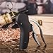 Black Wine Opener and Corkscrew with Wine Pourer,Foil Cutter and Extra Worm by Shenkitchen