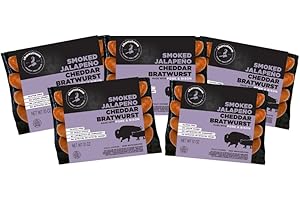 Charcutnuvo: Smoked Pork and Bison Jalapeno Cheddar Bratwurst - 5-Pack