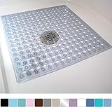Gorilla Grip Original Patented Bath, Shower, Tub Mat, 21x21, Machine Washable, Antibacterial, BPA, Latex, Phthalate Free, Square Bathroom Mats with Drain Holes, Suction Cups, Clear
