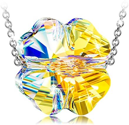 ANGEL NINA Christmas Necklace Gifts Lucky Clover Women Necklace with 925 Sterling Silver and Crystals from SWAROVSKI®, Fine Jewellery