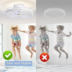 KINGTORO Modern White Ceiling Fans with Lights
