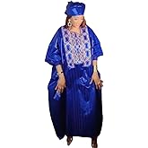 HD African Traditional Bazin Boubou Dress Embroidery Plus Size Maxi Dashiki Gown for Woman