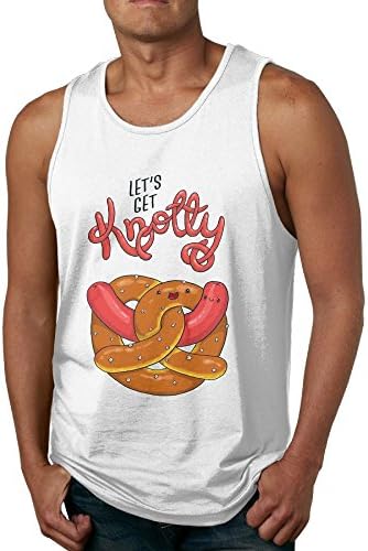 Elop Let's Get Knotty Loose Fit Relaxed 100% Cotton Men's Tank Top T-shirt S White