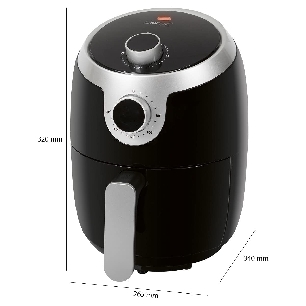 Clatronic Heißluftfritteuse mit 360° Air-Flow | Öl- und fettfreies Frittieren | Airfryer 80°C - 200°C | Heissluftfritteuse 2,5L | Air Fryer mit Abschaltautomatik & Überhitzungsschutz | FR 3816 H 8