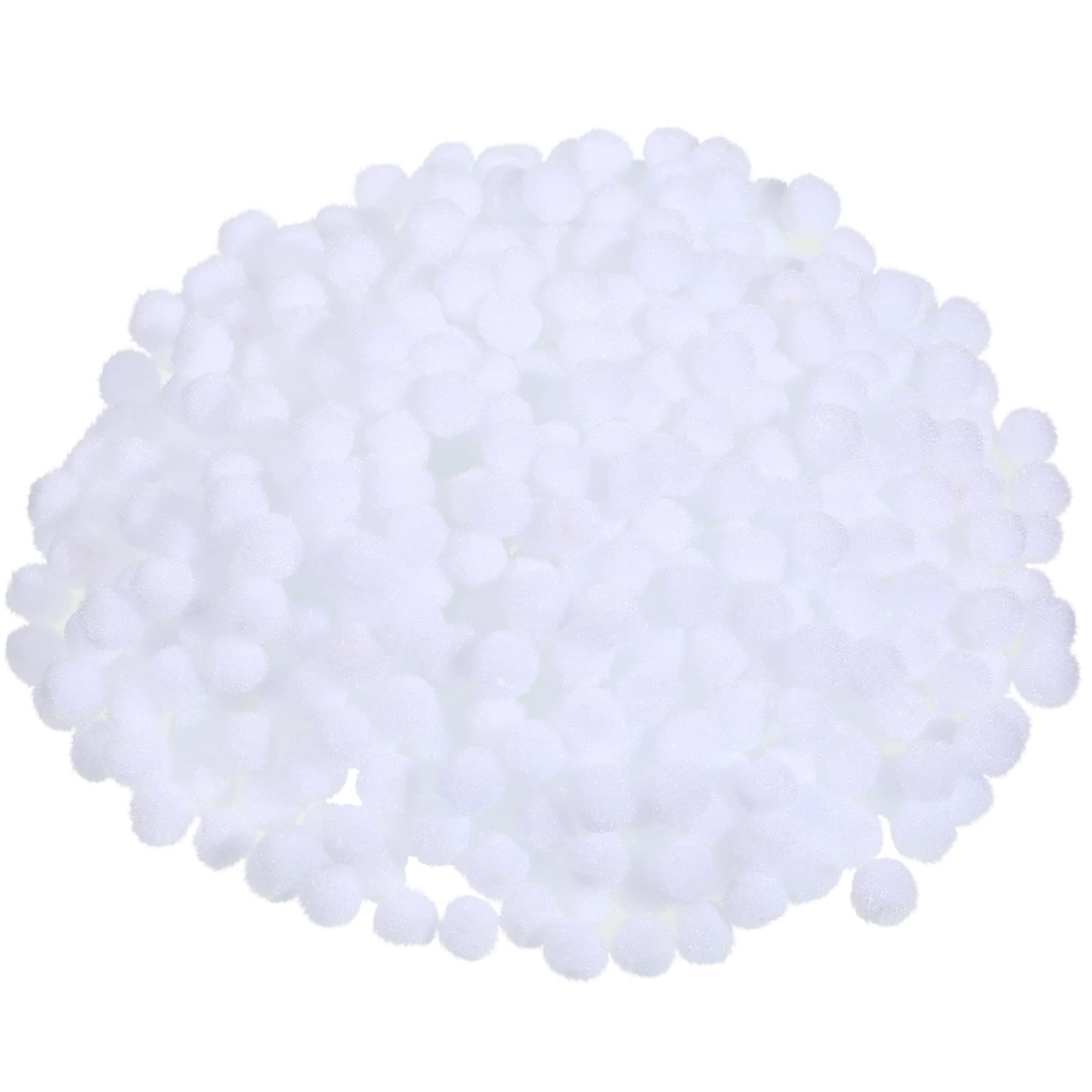 Boao 600 Pieces Christmas Pom Poms Balls, Assorted Sizes Arts and Craft Pompoms Fluffy Pom Balls Mini for Christmas DIY Party Decorations (White, 0.39 Inch)