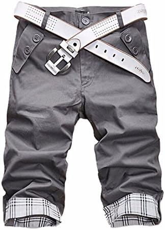 Men's Summer Cropped Trousers New Slim Short Pants Casual Korean Solid Shorts Iron Grey XL