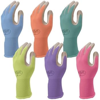4 Pack Showa Atlas NT370 Atlas Nitrile Garden Gloves - Small (Assorted Colors)
