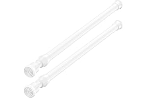 AIZESI Spring Tension Curtain Rods Short Tension Rod (White,17" to 28"-2Pcs)