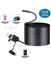 LESHP 3 in 1 Micro USB Type-C Endoscope with 2.0 Megapixels CMOS HD Camera 8mm Waterproof Inspection Endoscope for Android Smartphone Computer Laptop - 6 LED Light (5M)