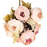 KINGSO Artificial Peony Silk Flowers Bouquet Home Wedding Decoration