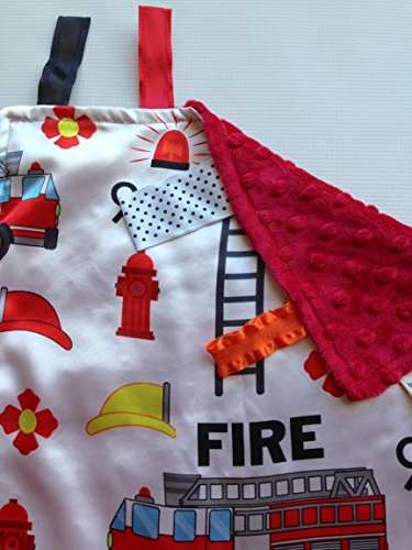 Sensory Baby Tag Blanket, Fire Fighter, Fire Rescue Squad Blanket 14x18 Lovey ...