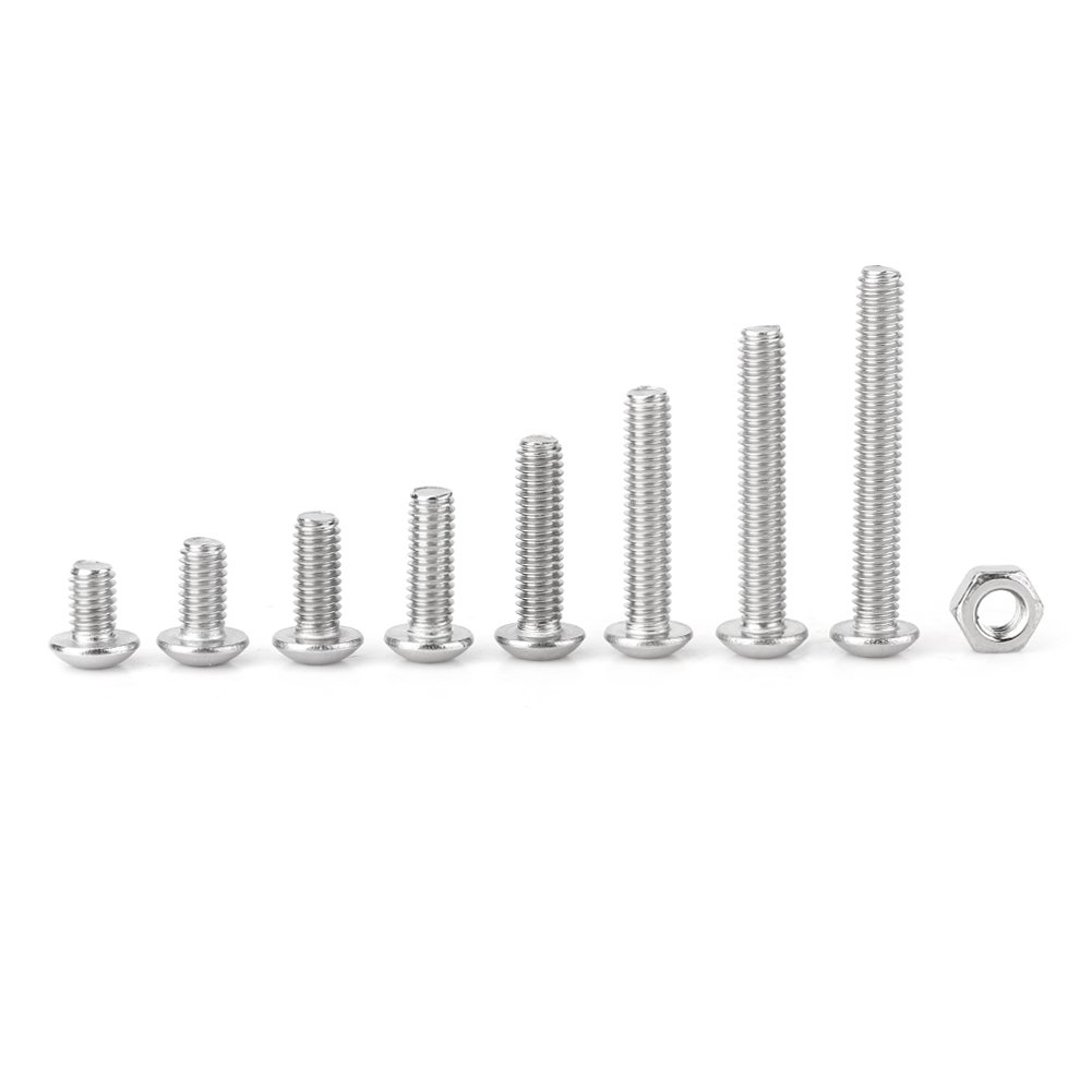 210-Piece M4 Stainless Steel Screws Set: Button Head & HEX Head Cover Screws, Fastener Nut Assortment Kit