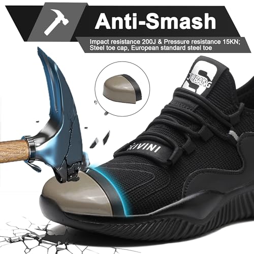 Safety Shoes for Men Women Work Shoes with Steel Toe Lightweight Safety Shoes Comfortable Safety Sneakers 36-46EU